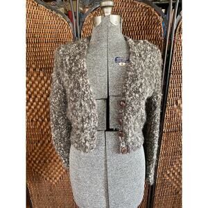 Size M//Vintage 90s Boucle Grey Wool Blend Knit Cardigan Sweater